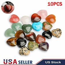 10x Heart Shape Natural Healing Crystal Gemstones Reiki Chakra Collection Stones picture