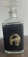 MCM Rare French Decanter Vintage Collector Glass Bottle Horse Race Equestrian 9” picture