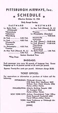 Rare Pittsburgh Airways Schedule Time Table 1930 Airline Aviation Collectible picture