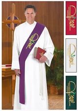 Deacon Stoles With Side Cord Polyester Vestment Church Dress Attire Set of 4 picture