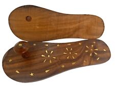 Wooden Khadau|Wooden Slippers| Charan Paduka  Khadau Brass Designed Size 10