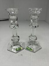 Set of Two (2) Irena 24% lead oxide Crystal Diamond Cut Glass Candle Stick picture