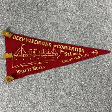 ANTIQUE 1910 Cruise Steam Ship Pennant Flag Deep Waterway Association St Louis picture