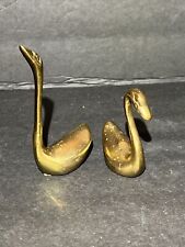Vintage Solid Brass Swan Figurines PAIR, Hand Crafted in Korea picture
