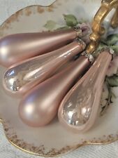 Shabby Victorian Chic Set Of 4 Blush Rose Pink Glass Christmas Ornaments New picture