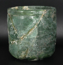 Large Ancient Roman Glass Cup Jar with Green Patina Circa 1st - 3rd Century AD picture