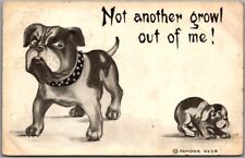1910 Animal / Dog Comic Postcard Bulldog & Puppy 