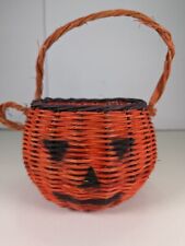 Vintage Halloween Pumpkin Basket Jack o Lantern Wicker basket 6