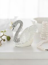 Keren Kopal  white Swan  Trinket Box Hand made Decorated with Austrian Crystals picture