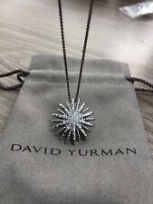 DAVID YURMAN STARBURST Pave DIAMONDS Silver 925 Pendant 24MM Necklace 18 Inches  picture