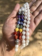 8 mm Rnd 54+16+2 Beads Original Moonstone + 7 Chakra Jaap Rosary, Japa Mala picture