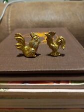 Vintage Brass Rooster and Hen  Figurines Chicken picture
