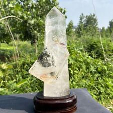 7.27LB Natural Clear Quartz Obelisk white Cystal Point Wand Tower healing+Stand picture