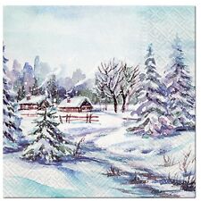 (2) Christmas Decoupage Paper Napkins Winter Scene Craft Luncheon Napkin - TWO picture