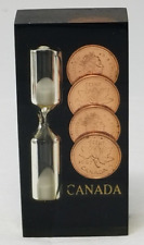 Canadian Maple Leaf Penny Timer 1997 3 Minute Sand Black Clear Acrylic Vintage picture