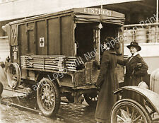 1919 WWI Red Cross Nurses & Ambulance in France Old Photo 8.5