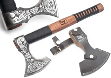 Custom Handmade Carbon Steel Viking Axe ERIK Axe Throwing Norse with Sheath New picture