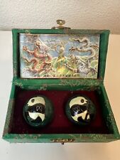 Chinese Boading Balls Green Cloisonne Pandas And Bamboo With Box picture