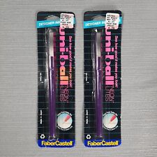 2 Vintage FaberCastel Uni-ball Neon Lites Roller Ball Pen .2mm Purple Ink NOS picture