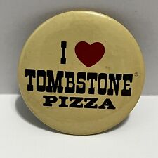 Tombstone Pizza Button Pin Love Red Heart Foodie Badge Vintage Beige Bold Type picture