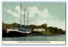 c1910 Ship Scene, Glimpse Along The River Bank Richmond Maine ME Postcard picture