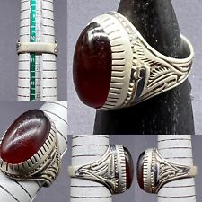 Super Old Silver Near Eastern Ring With Ancient Yemeni Agate Stone picture