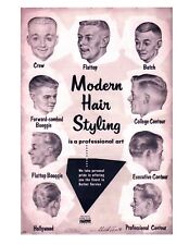 1950'S MODERN MENS HAIR STYLE CUT BARBER 8.5X11 GLOSSY PHOTO POSTER REPRO AD picture