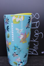 New Starbucks 2023 Blue Magnolia Ceramic Floral Tumbler Coffee Cup 12 oz picture