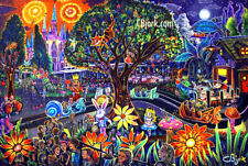 CBjork Signed 13x19 PRINT Alice In Wonderland Ride Amusement Park Castle Disney picture
