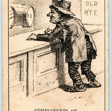 c1880s Alcoholic Beggar Wants Drink Comic Trade Card Alcohol Beer Whisky Rye C27 picture