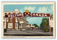1950 The Gateway To Canada Fort Frances Ontario Arch Posted Vintage Postcard picture