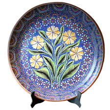 Decorative Plate - Flowers - Blue 42CMS / 16.5 INCHES - Handmade 100% Unique picture