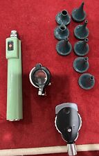 Vintage Welch Allyn Otoscope Set No. 70611 Working Green And Acessories. picture