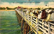 Vintage Postcard- FISHING, SUNNY ISLES PIER, MIAMI BEACH, FL. picture
