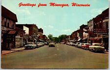Minocqua Wisconsin greetings Main Street Chrome postcard  picture
