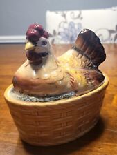 Vintage Hen A Nest Basket Weave Made In Japan Unique Colorful Rare Piece Htf picture