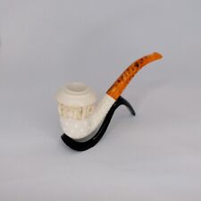 Smooth Meerschaum Pipe Handmade Embroidered Smoking Tobacco (No.937) picture