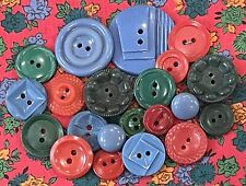Vintage Lot Buttons Lot Mixed Variety Plastics Bright Red Floral picture