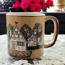 Otigari Vintage Animals In A Tree Mug Owls Birds House Speckled Brown Rare picture