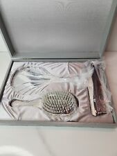 Vintage Towle 3 Pc Vanity Set Hand Mirror Brush Comb Silver Plated. NIB picture