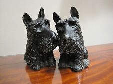 VINTAGE SPELTER/METAL AND PLASTER SCOTTY DOG FIGURINES PAIR picture