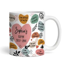 Black Leaves Cup Of Self Love Positive Affirmations Gift Tea Personalised Mug picture