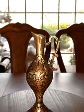 Vintage  Brass Decorative Embossed Ever Pitcher   6,5” picture