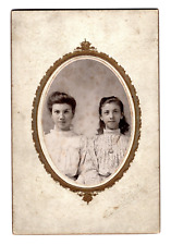 SOUTH BEND INDIANA 1900-1910 Antique SISTERS Embossed Oval Frame Cabinet Card picture