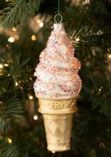 Ice Cream Cone Ornament Sprinkles Glass 6 Inch Tall picture