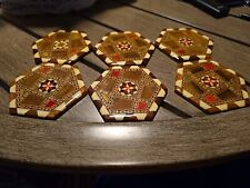 Vintage V Molero Geometric Pattern Wooden Inlaid Coasters Made in Spain Rare 6pc picture
