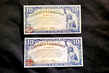 2 - 2003 NORFED $10 American Liberty Currency Silver Certificates, in sequence.. picture