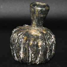 Authentic Ancient Roman Glass Bottle with Rare Pattern in Good Condition picture