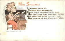 Miss Spellembad Old Typewriter Wordplay Pun Secretary c1910 Vintage Postcard picture
