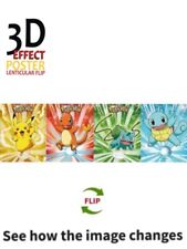 Pokémon-Pikachu,Bulbasaur,Charmandr-3D Poster 3DLenticular Effect-4 Images In 1 picture